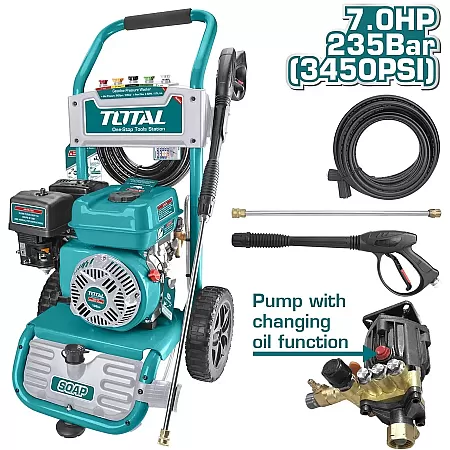 TOTAL TGT250206 Βενζινοκίνητο Πλυστικό Μηχάνημα Νερού 212cc / 7.0Hp Με Πίεση 235 Bar
