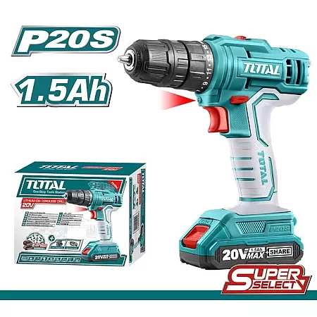 TOTAL TDLI20011 Δραπανοκατσάβιδο Μπαταρίας Λίθίου 20V - 1.5Ah - 45Nm