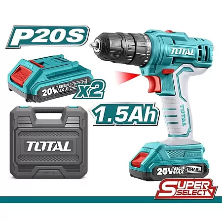 TOTAL TDLI20012 Δραπανοκατσάβιδο Μπαταρίας Λιθίου 20V - 1.5Ah - 45Nm Με 2 Μπαταρίες