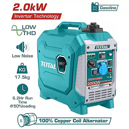 TOTAL TP523006 Ηλεκτρογεννήτρια Βενζίνης Inverter 2.000W Με AVR