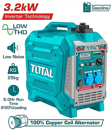 TOTAL TP535006 Ηλεκτρογεννήτρια Βενζίνης Inverter 3.200W Με AVR