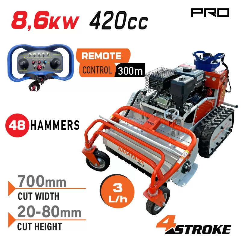 NAKAYAMA Pro PB9700 Καταστροφέας Τηλεκατευθυνόμενος Βενζινοκίνητος 8.6Kw Με 48 Σφυριά & Ερπύστριες