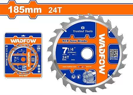 WADFOW WTC1K04 Δίσκος Ξύλου TCT 185mm X 20mm 24T