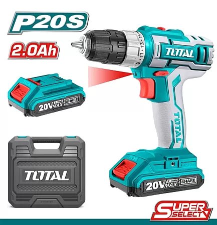 TOTAL TDLI200215 Δραπανοκατσάβιδο Μπαταρίας Λιθίου 20V - 2.0Ah - 45Nm Με 2 Μπαταρίες