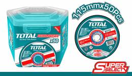 TOTAL TAC22111550 Δίσκος Κοπής Μετάλλου Inox 115 Χ 1.2mm Σε Πλαστικό Κουτί 50 Τεμάχια